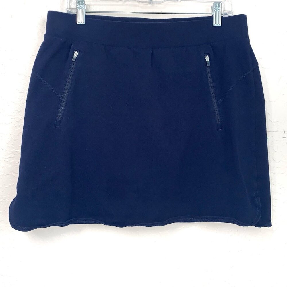 T By Talbots Everyday Skort Womens Large‎ Petite Navy Blue Zip Pocket Sporty